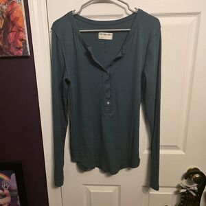 We The Free Teal Long Sleeve Henley Top